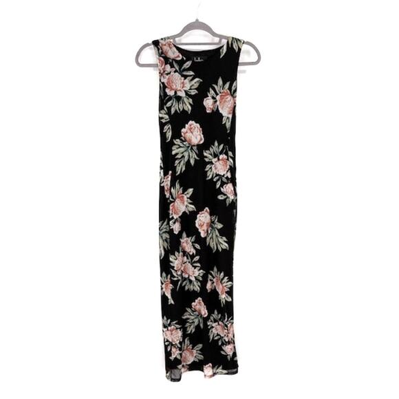 Lulus “Sweet Life” Black Floral Print Bodycon Maxi Dress – Small - Picture 3 of 7